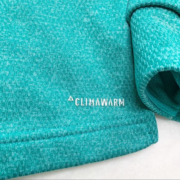 ADIDAS Turquoise Climawarm 3-Stripe Cropped Hoodie size Large - Picture 7 of 12